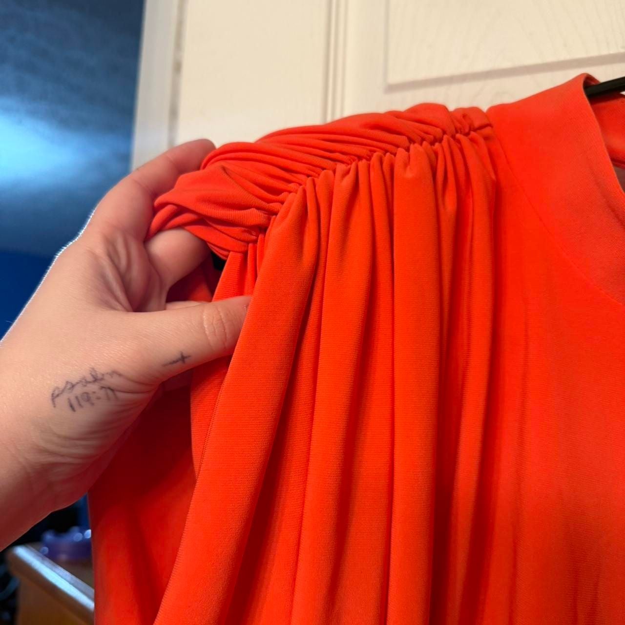 *Express Orange Pleated High-Neck Body Suit, Open Back, Size XL - NWT 3