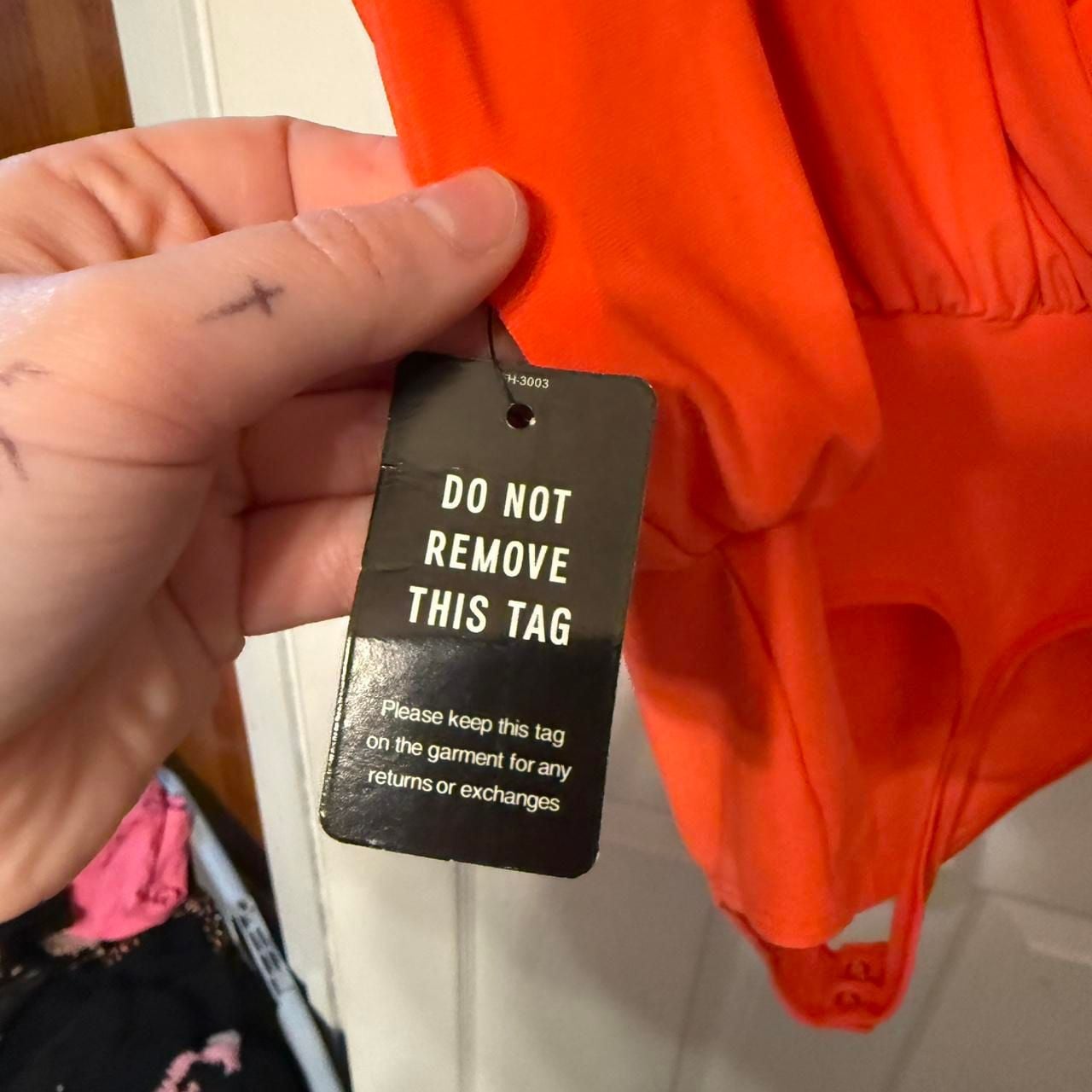 *Express Orange Pleated High-Neck Body Suit, Open Back, Size XL - NWT 5