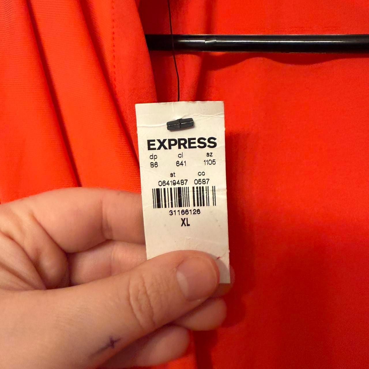 *Express Orange Pleated High-Neck Body Suit, Open Back, Size XL - NWT 6