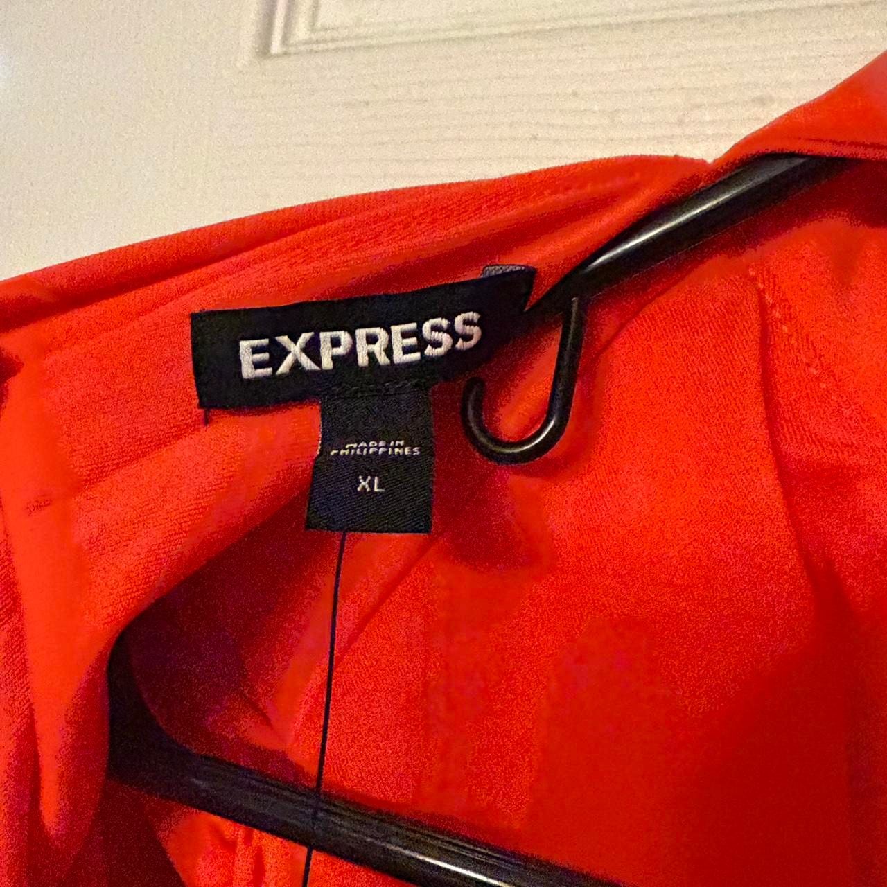 *Express Orange Pleated High-Neck Body Suit, Open Back, Size XL - NWT 7