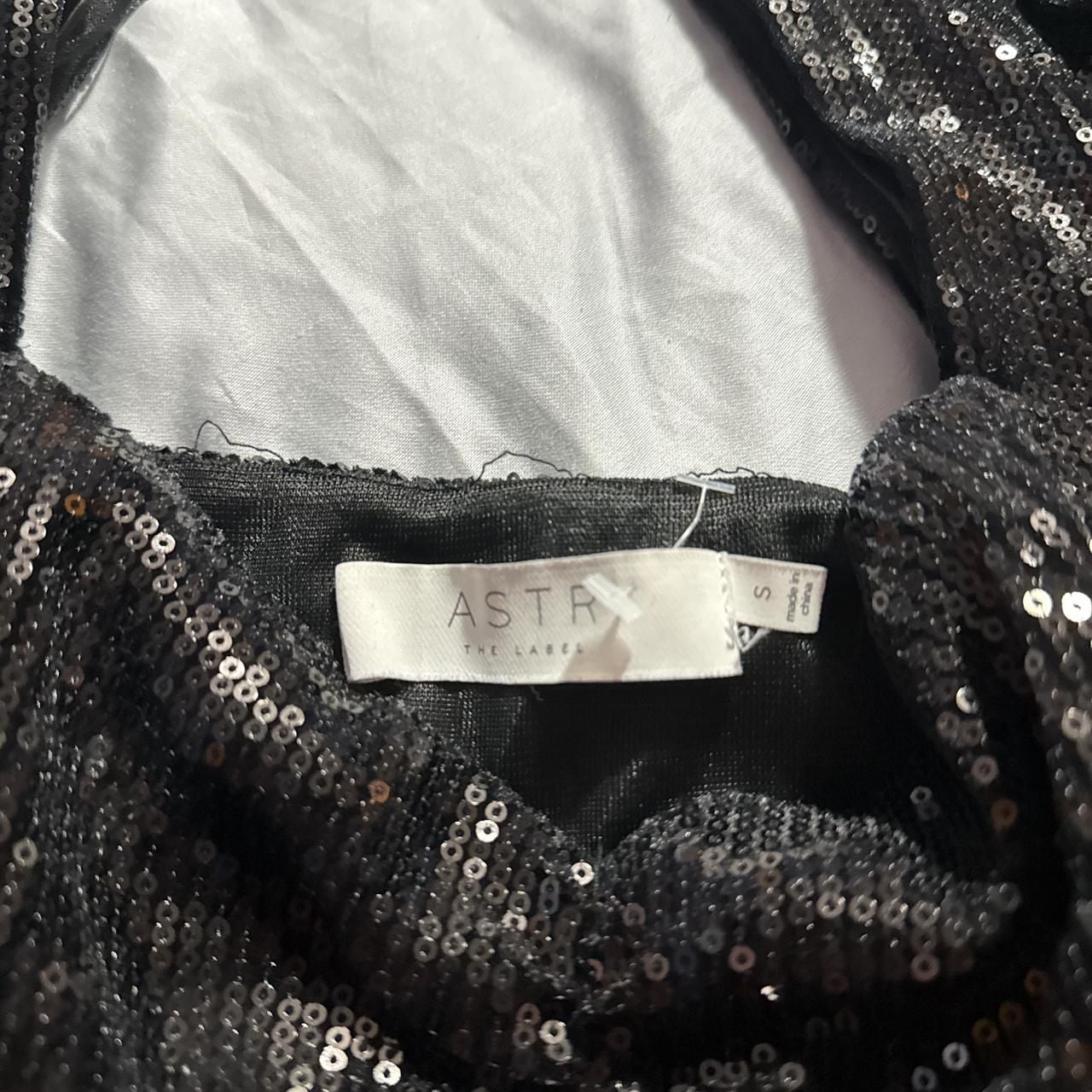 ASTR The Label Black Sequin Long Sleeve Sweetheart Crop Top - Size S 4