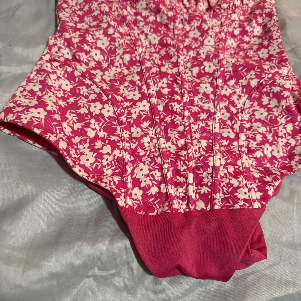 *Zara Pink Floral Corset Bodysuit - Structured Coquette Top - Size XS 2
