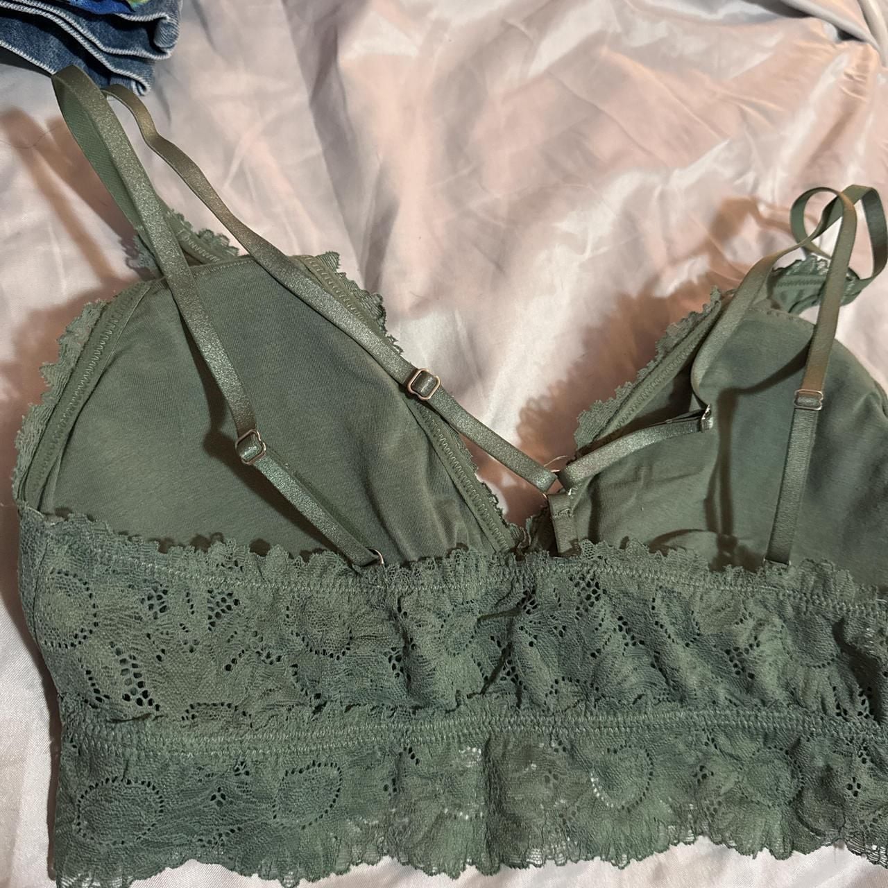 Aerie Green Lace Floral Bralette with Adjustable Straps 3