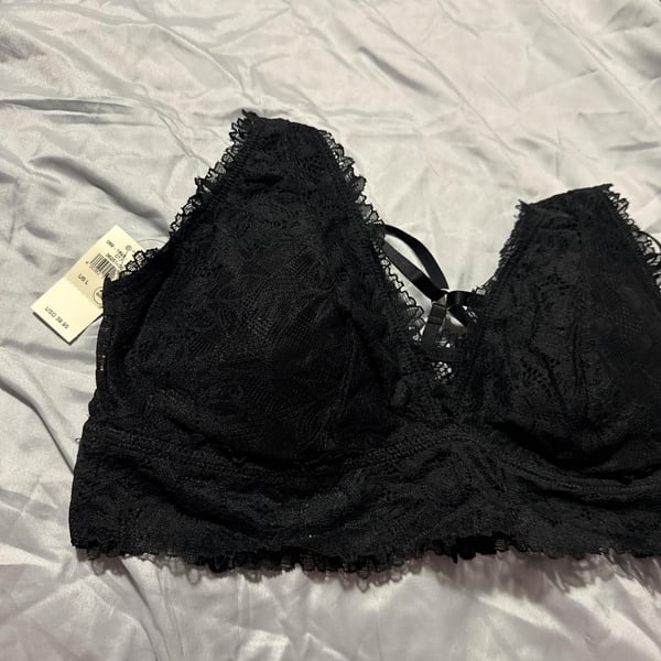 Aerie Black Lace Bralette, Adjustable Straps, NWT — Size L
