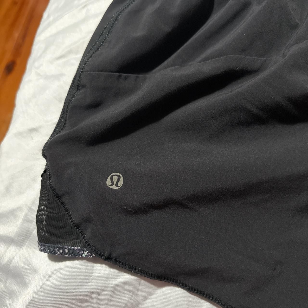 Lululemon Reversible Running Shorts, Black & Grey Splatter, Size M 6