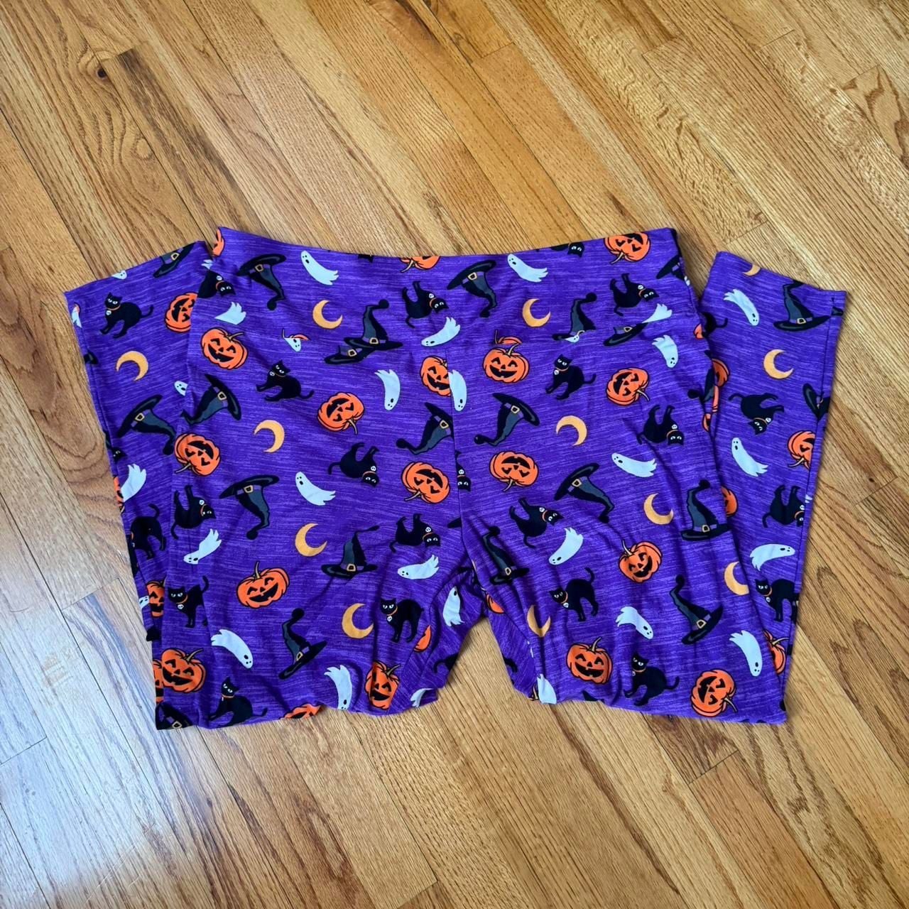 Terra & Sky Halloween Leggings, Purple Spooky Print Plus Size 2X New 3