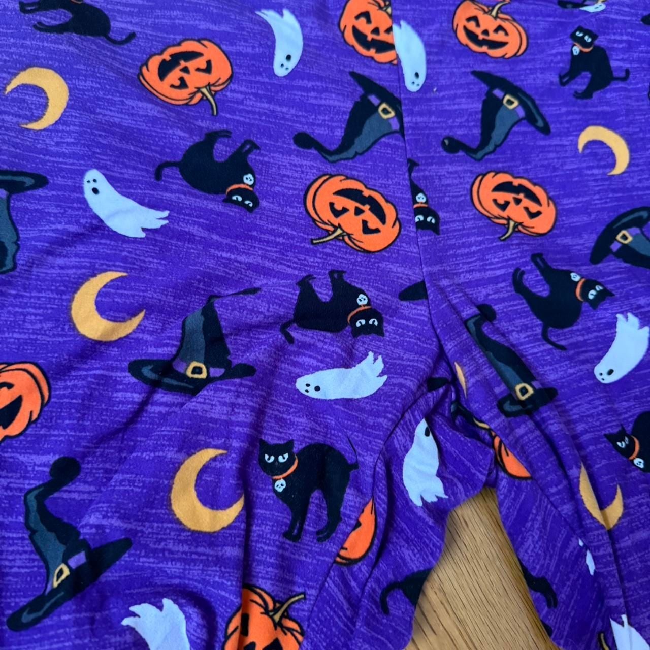 Terra & Sky Halloween Leggings, Purple Spooky Print Plus Size 2X New 4
