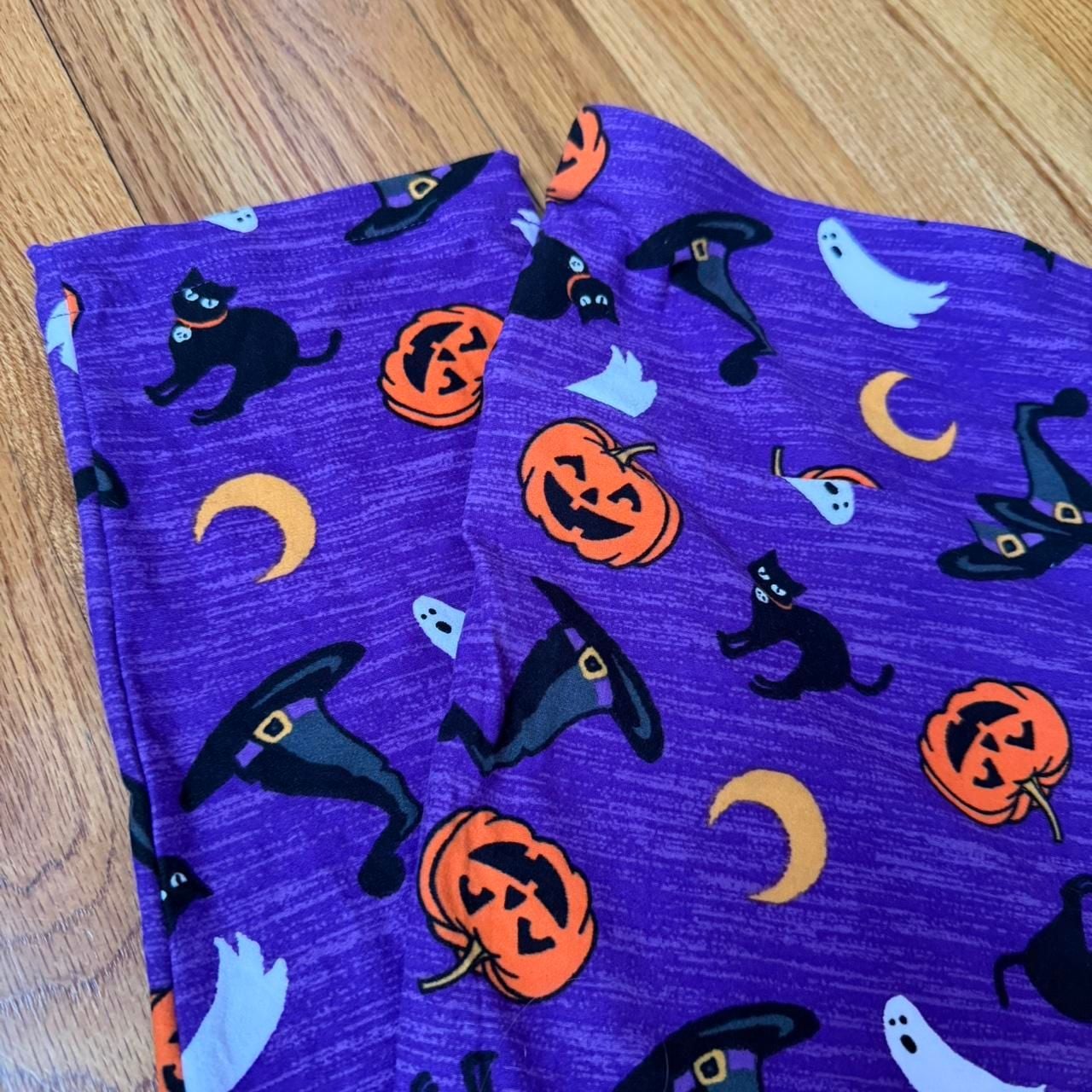 Terra & Sky Halloween Leggings, Purple Spooky Print Plus Size 2X New 5