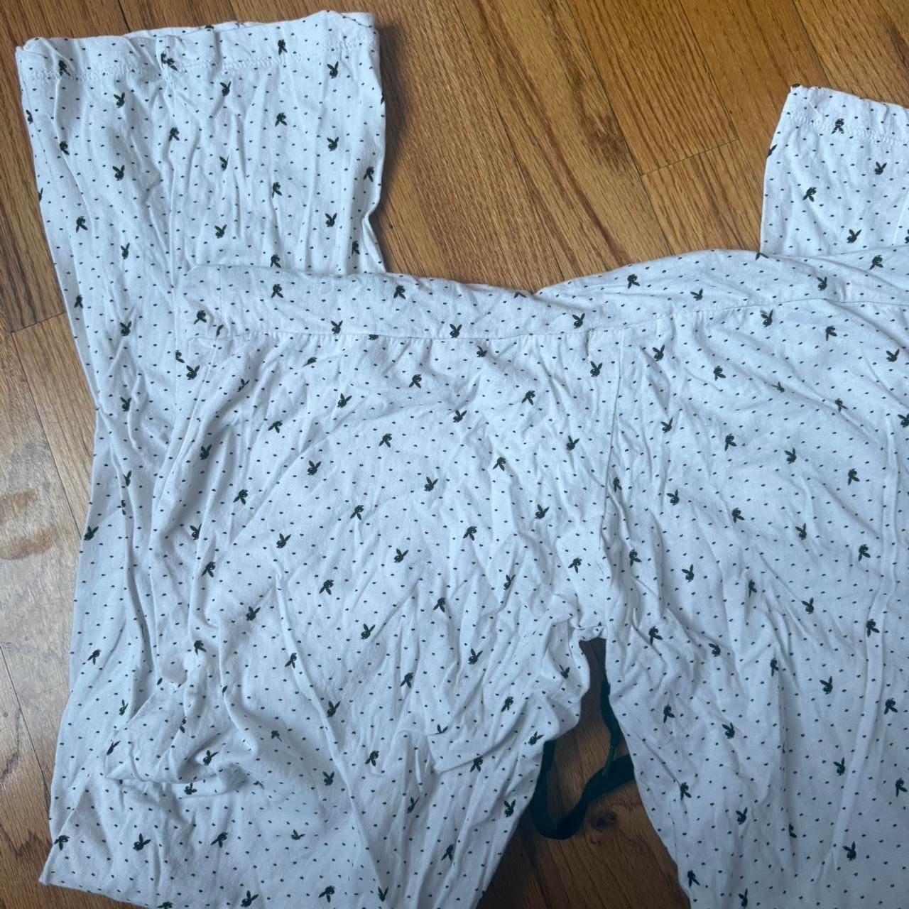 Playboy Bunny Print Pajama Pants, White Cotton Loungewear, Size M - Vintage Style 3