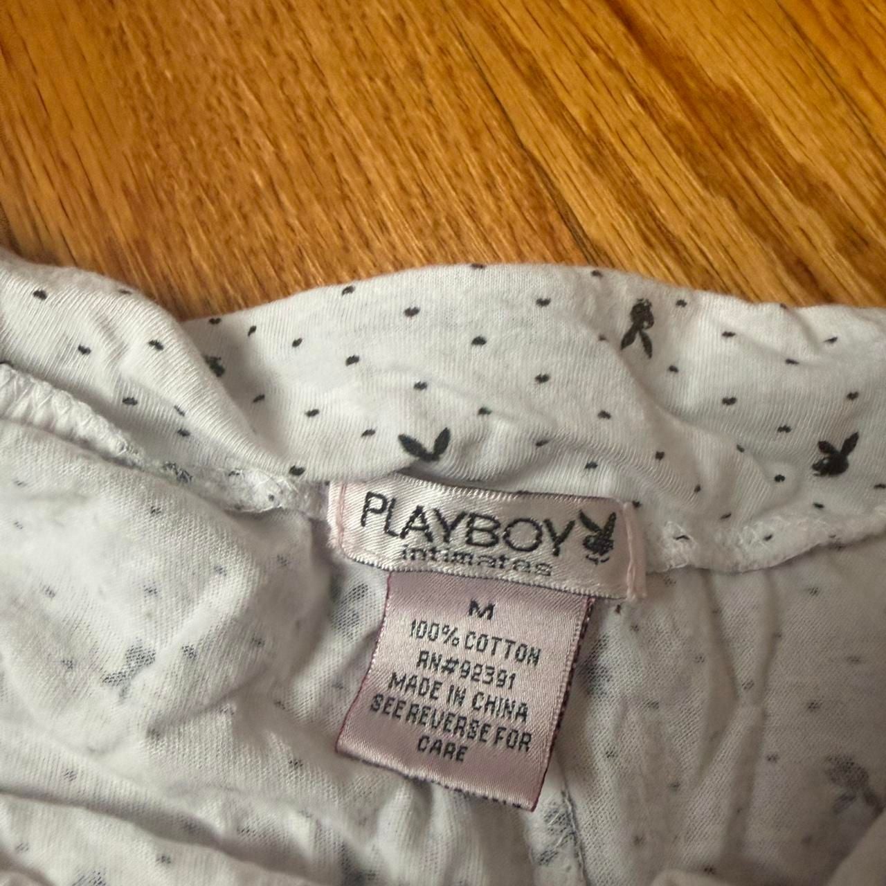Playboy Bunny Print Pajama Pants, White Cotton Loungewear, Size M - Vintage Style 4