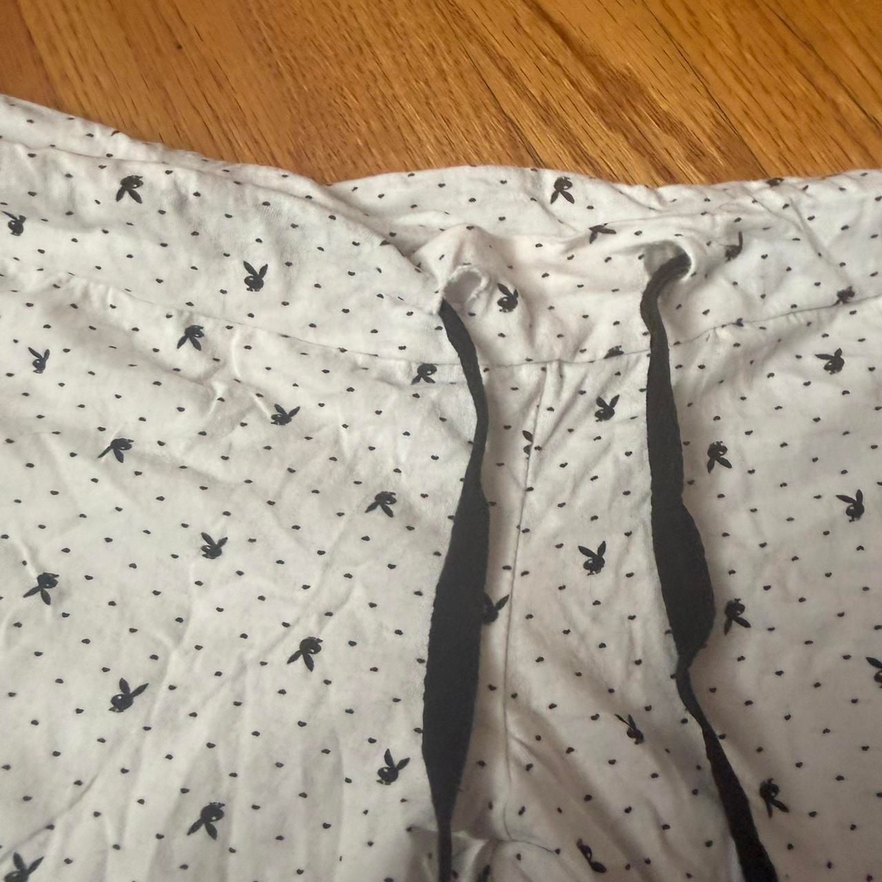 Playboy Bunny Print Pajama Pants, White Cotton Loungewear, Size M - Vintage Style 5