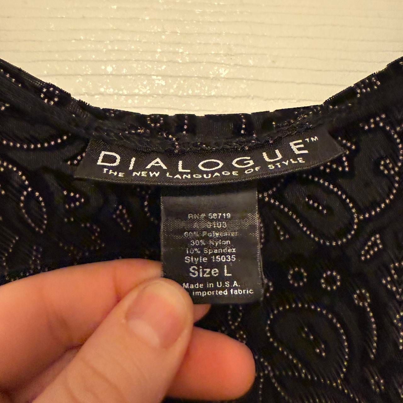 Vintage Dialogue Black Paisley Mesh Top, Ruched Sleeves, Size L — Goth Grunge 4