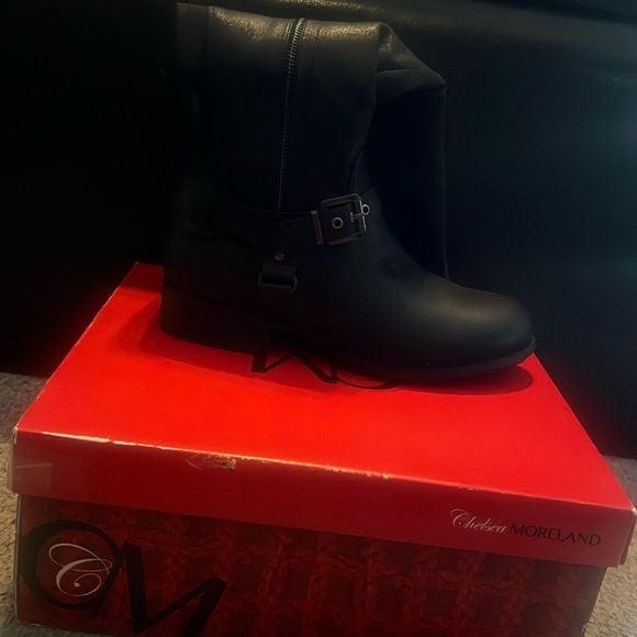Black Leather Biker Boots 1