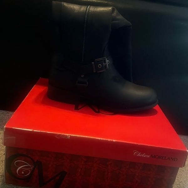 Black Leather Biker Boots