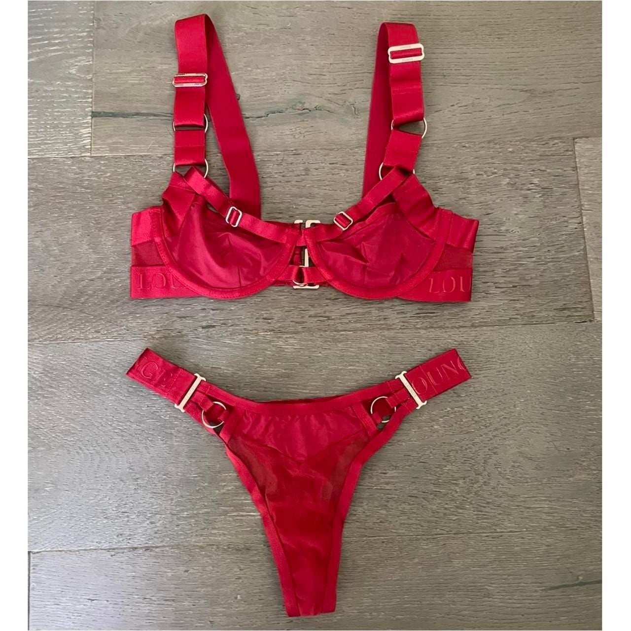 Lounge Underwear Red Storm Intimates Set 32C Bra Thong 1