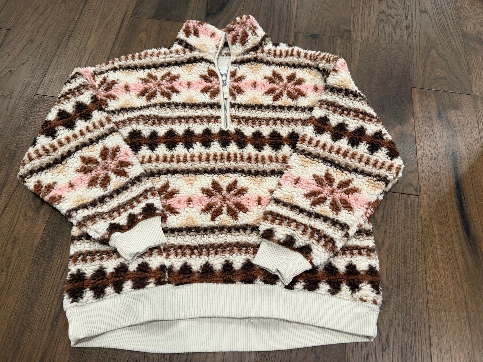 Aerie Fair Isle Sherpa Quarter Zip Fleece Pullover M
Brand: Aerie 3