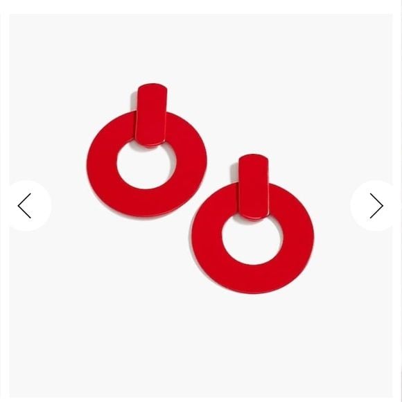 J. Crew Red Flat drop-hoop earrings lightweight & perfect for holidays! EUC 3