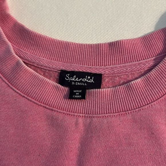 Splendid Pink Mariposa Flounce Pullover XS 💕 pre-loved distressed look EUC 7