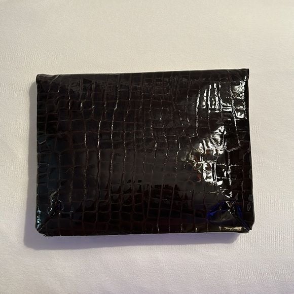 Lorelei Vintage Patent Leather Croc 🐊 Embossed Brown Clutch / Shoulder Bag EUC 3