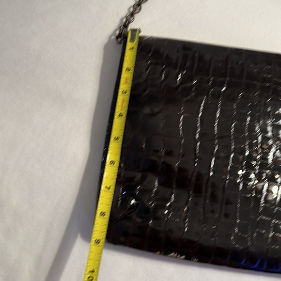 Lorelei Vintage Patent Leather Croc 🐊 Embossed Brown Clutch / Shoulder Bag EUC 8