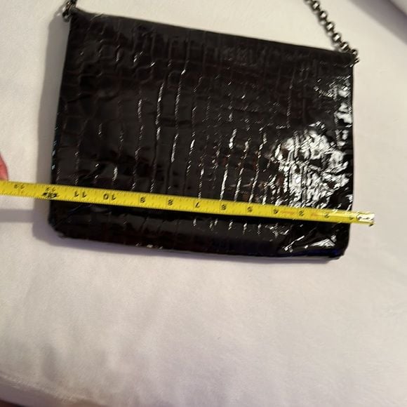 Lorelei Vintage Patent Leather Croc 🐊 Embossed Brown Clutch / Shoulder Bag EUC 9
