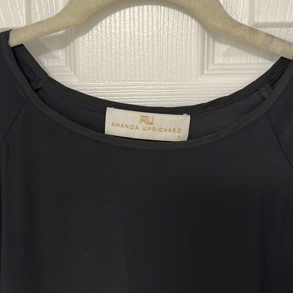 Amanda Uprichard black a-line silk cold shoulder long sleeve dress size P 🖤 3