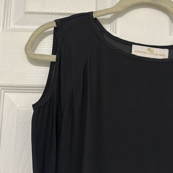Amanda Uprichard black a-line silk cold shoulder long sleeve dress size P 🖤 5