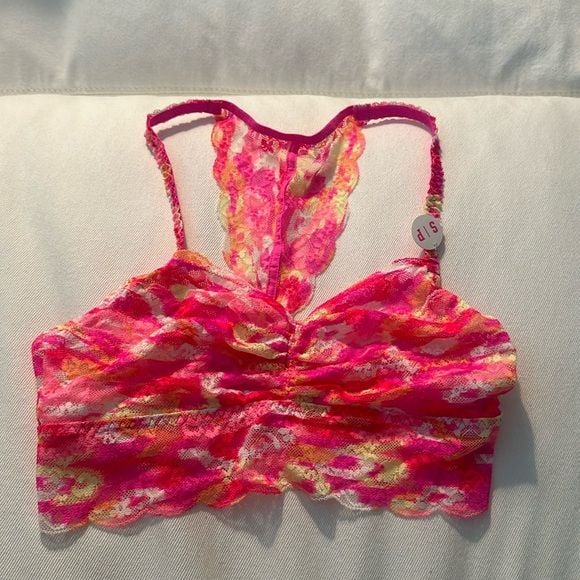 Victoria’s Secret PINK Lace Halter Neon Pink Bralette NWT 🏖️ 1