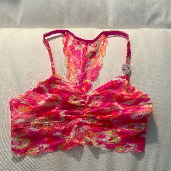 Victoria’s Secret PINK Lace Halter Neon Pink Bralette NWT 🏖️