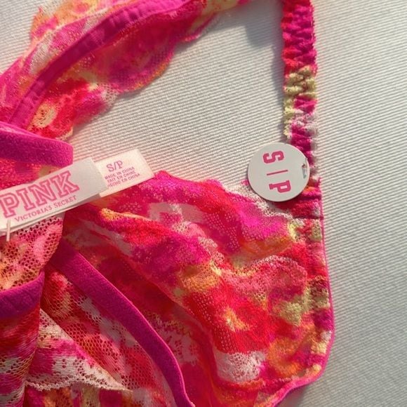 Victoria’s Secret PINK Lace Halter Neon Pink Bralette NWT 🏖️ 3