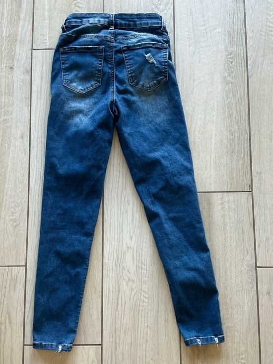 Wax Jean Distressed Skinny Jeans Medium Wash Blue 1/25 Stretch 3