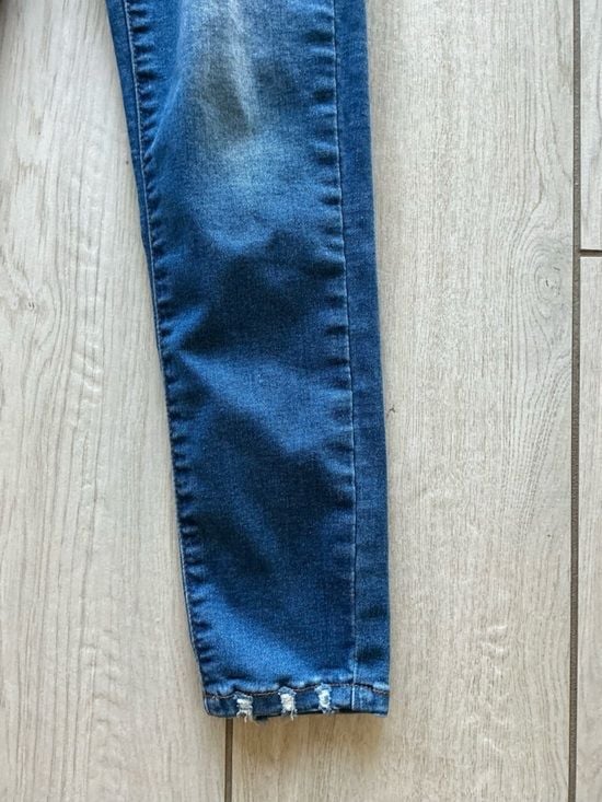 Wax Jean Distressed Skinny Jeans Medium Wash Blue 1/25 Stretch 4