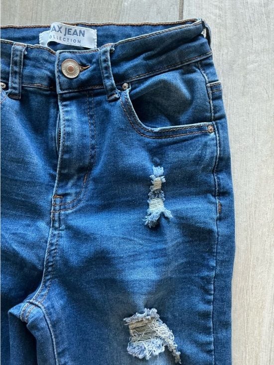 Wax Jean Distressed Skinny Jeans Medium Wash Blue 1/25 Stretch 7