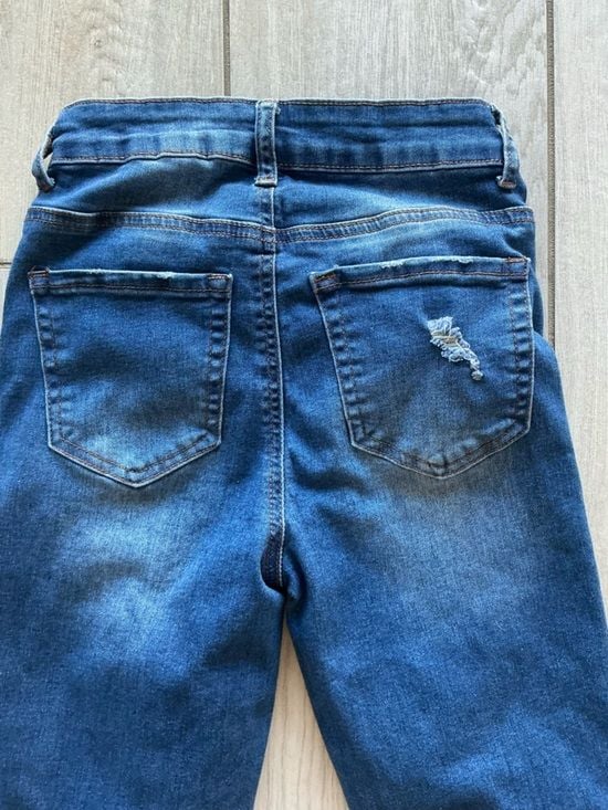 Wax Jean Distressed Skinny Jeans Medium Wash Blue 1/25 Stretch 9