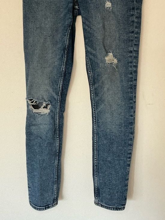 H&M High Waist Skinny Jeans Distressed Blue Denim Size 4 / EU 36 3