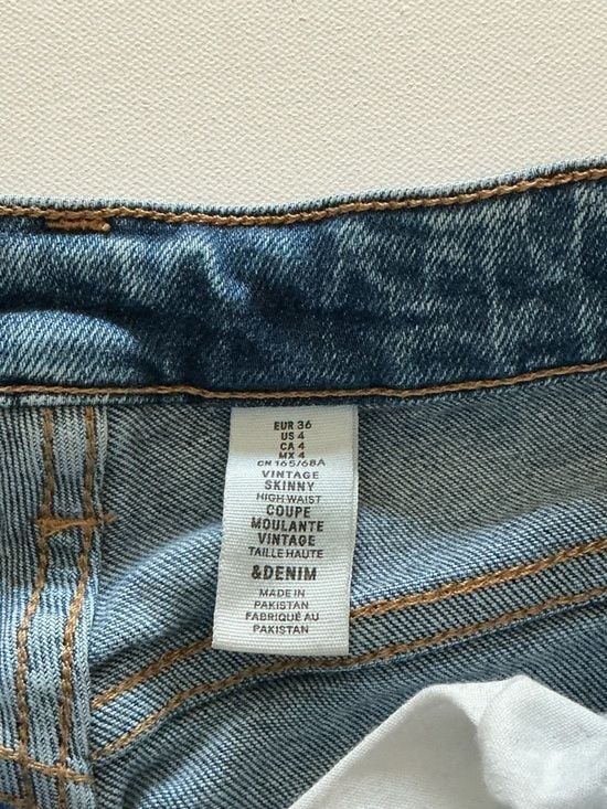 H&M High Waist Skinny Jeans Distressed Blue Denim Size 4 / EU 36 9