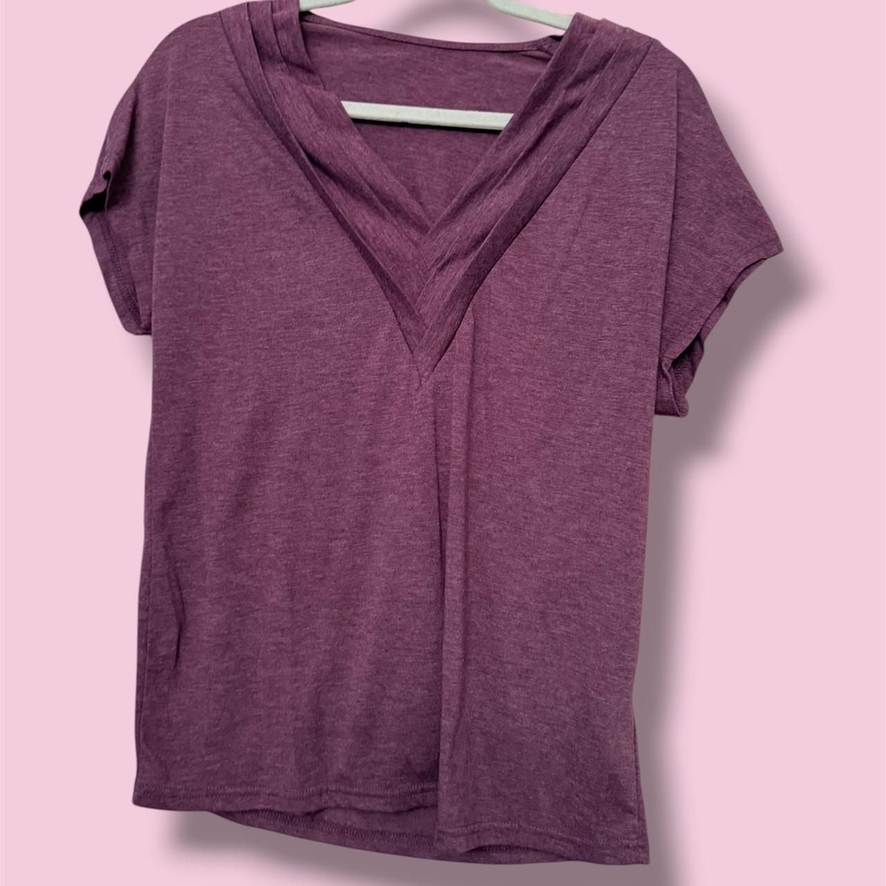 Purple Y2K Layered V-Neck Short Sleeve Top 2