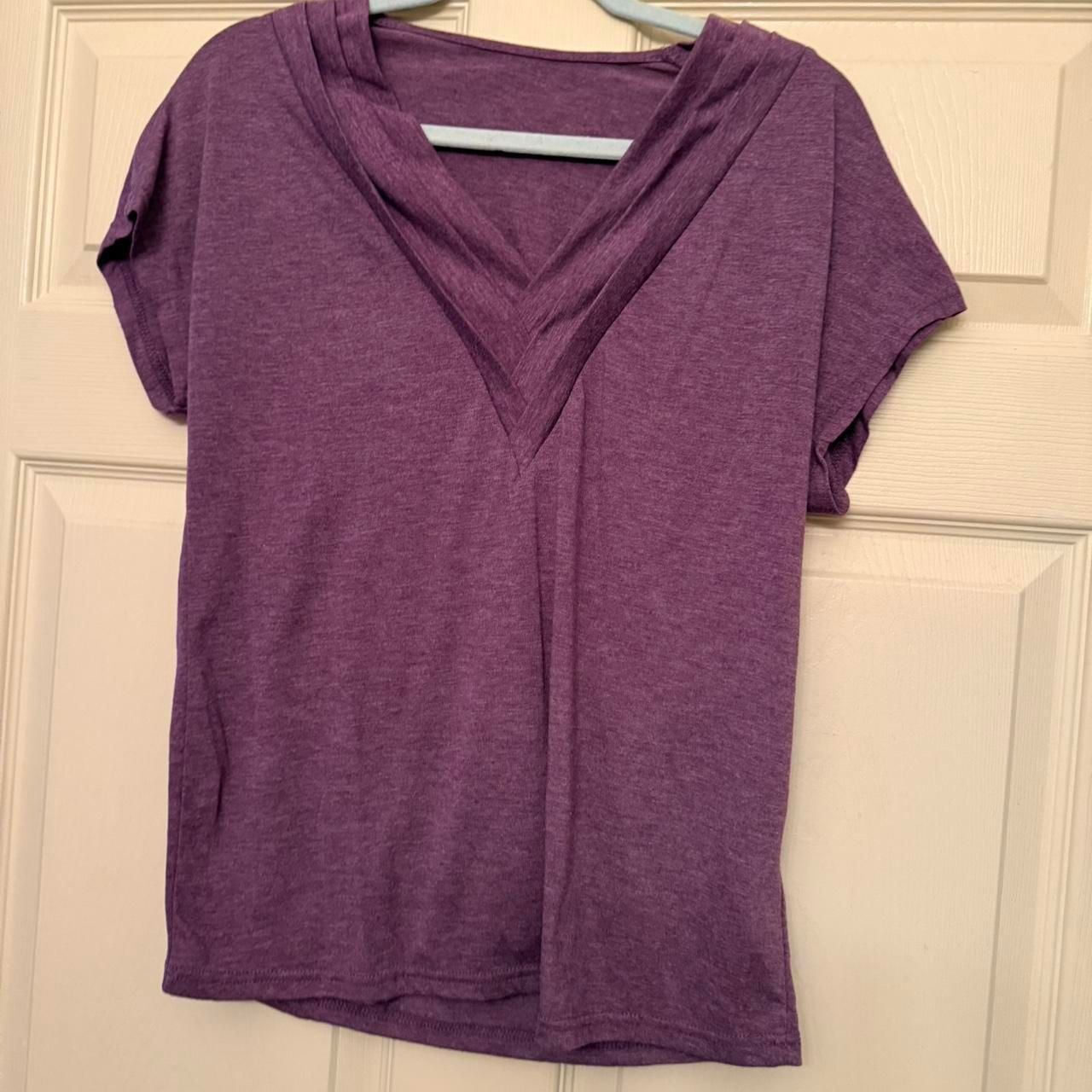 Purple Y2K Layered V-Neck Short Sleeve Top 8