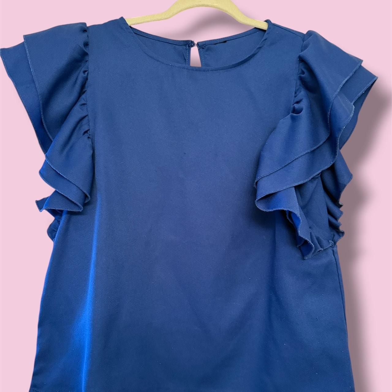 Unbranded Blue Ruffle Tiered Sleeve Blouse 2