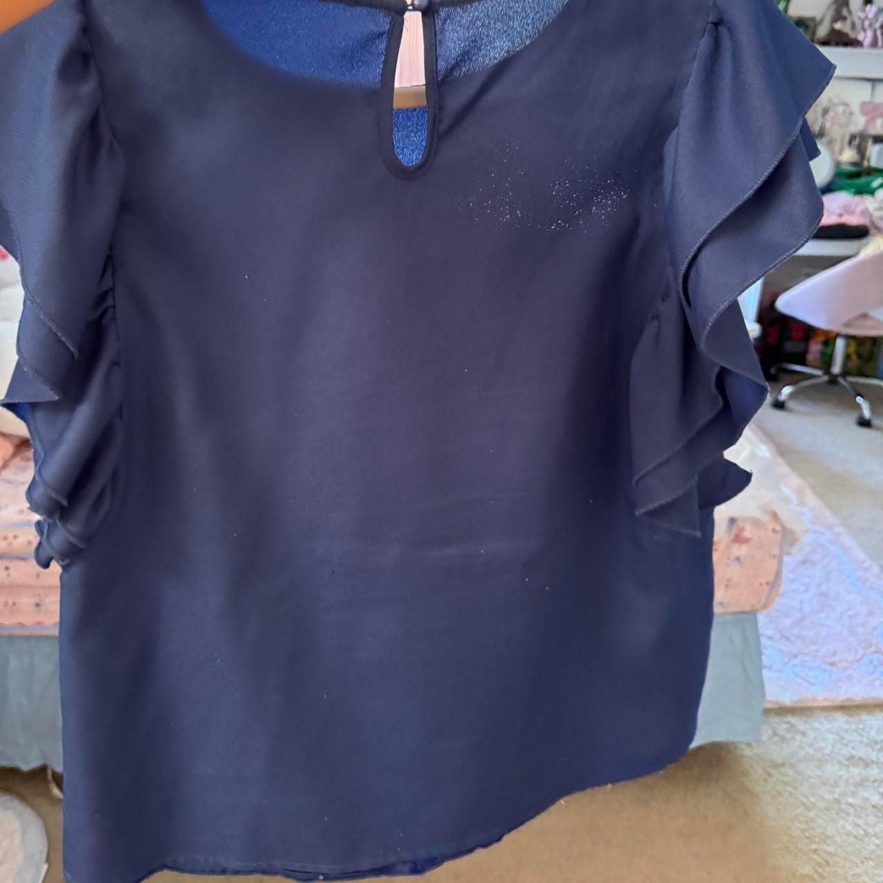 Unbranded Blue Ruffle Tiered Sleeve Blouse 3