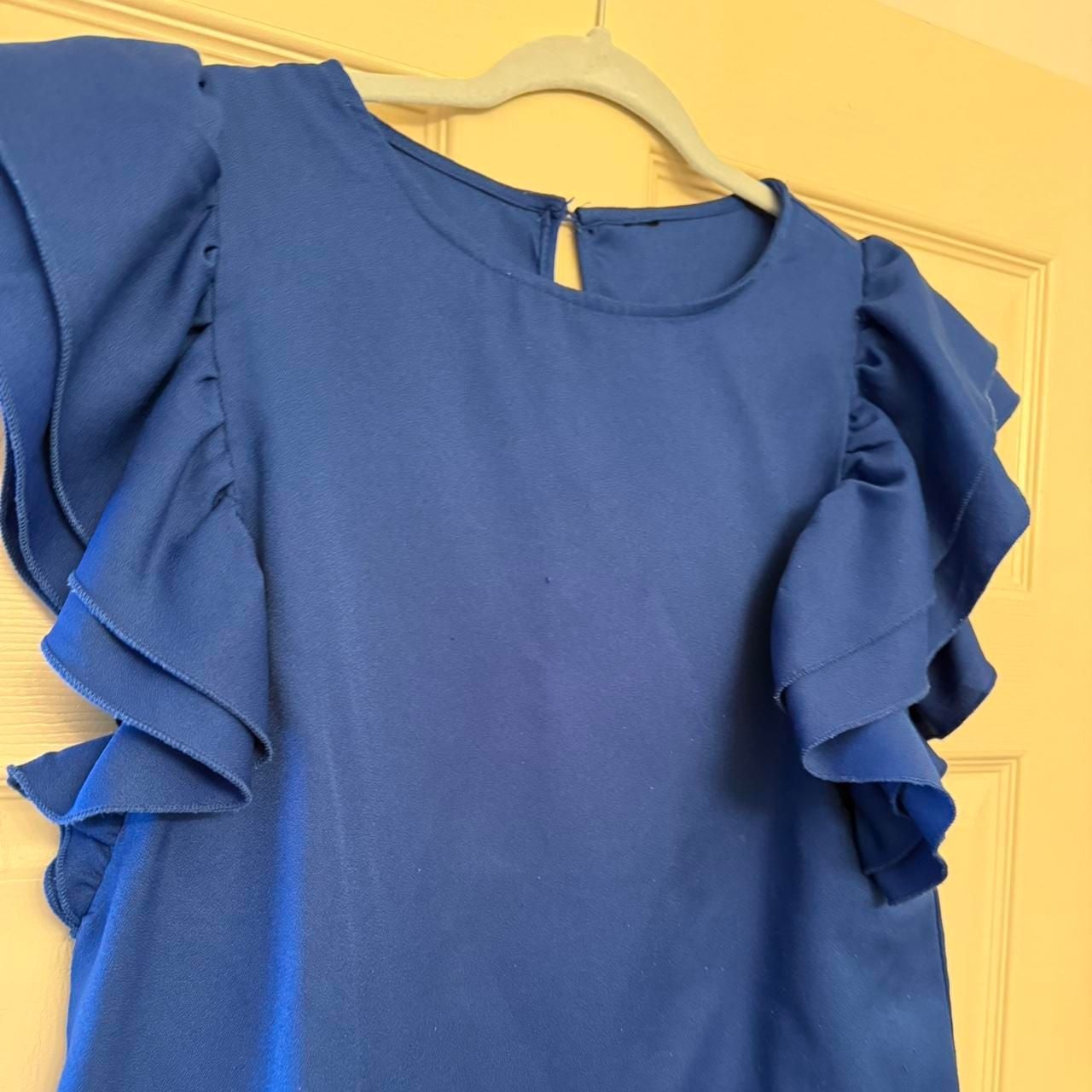 Unbranded Blue Ruffle Tiered Sleeve Blouse 5