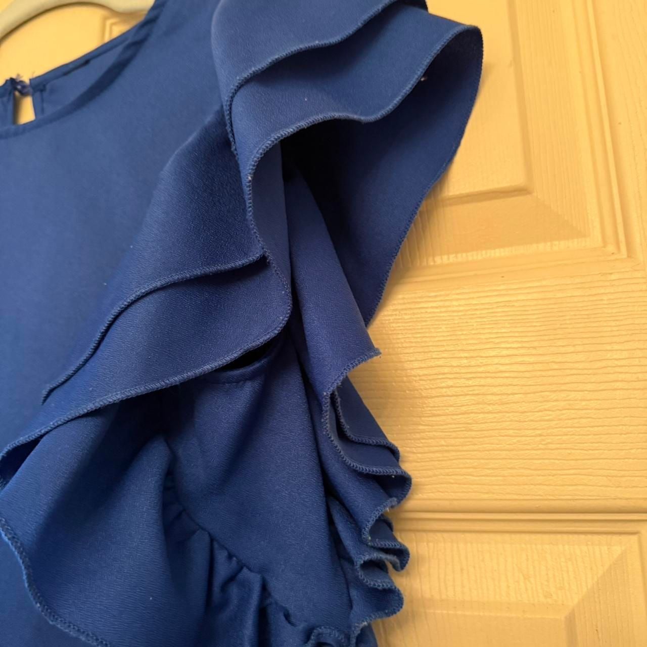 Unbranded Blue Ruffle Tiered Sleeve Blouse 6