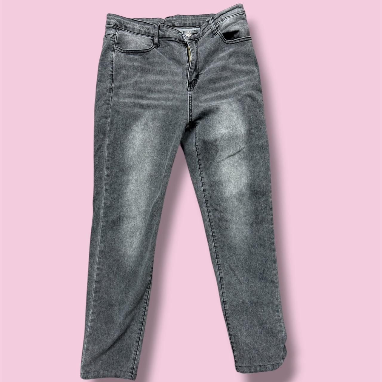 V2 Gray Acid Wash High Waisted Slim Jeans 2