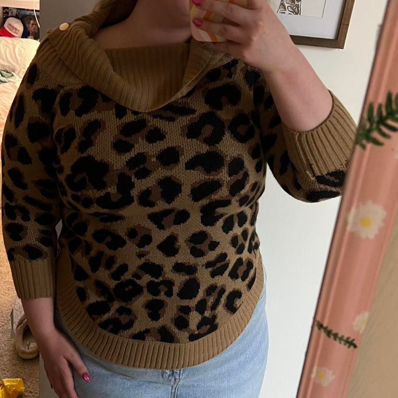 89th + Madison Cowl Neck Leopard Print Sweater 3