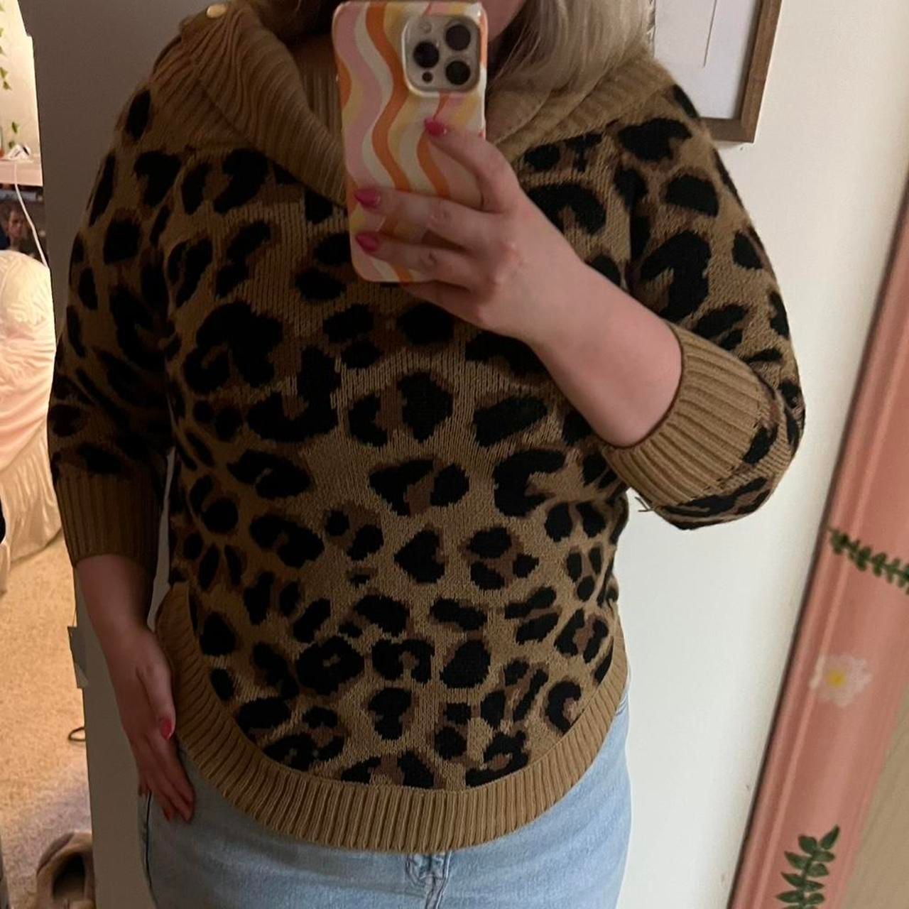 89th + Madison Cowl Neck Leopard Print Sweater 5