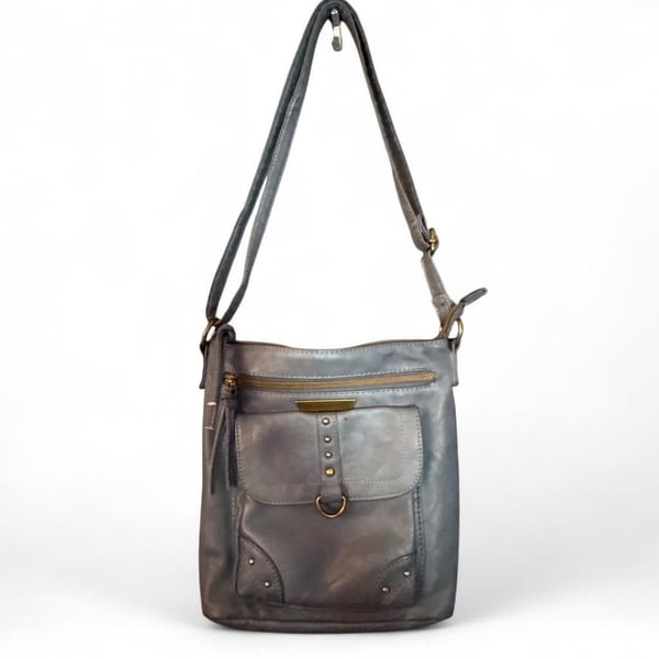 Stonemountain USA Denim Blue Leather Crossbody Bag