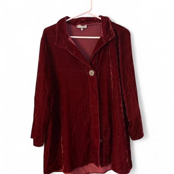 Habitat Burgundy Velvet Button Up Shirt