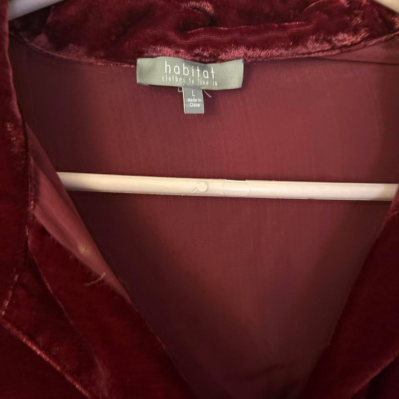 Habitat Burgundy Velvet Button Up Shirt 2
