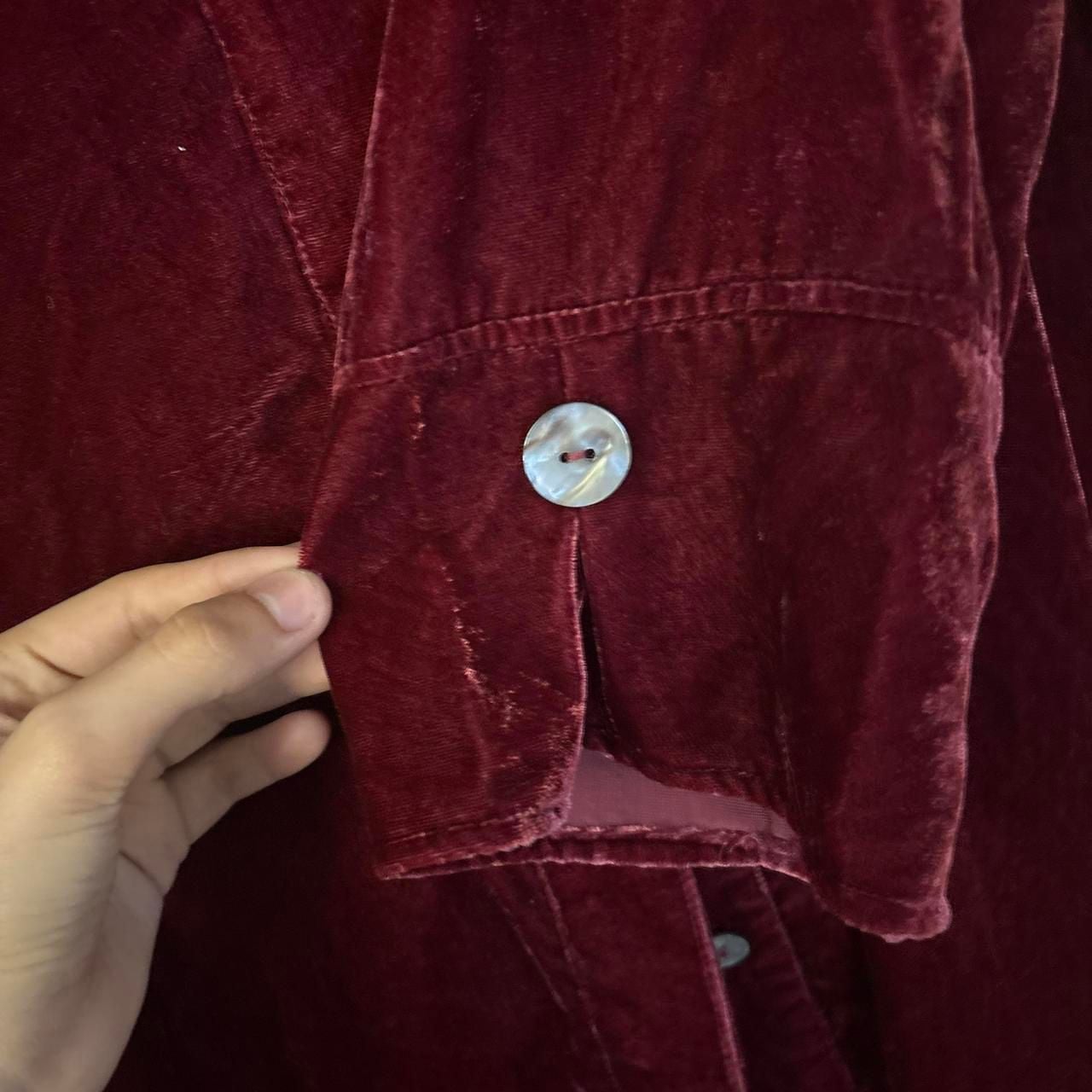 Habitat Burgundy Velvet Button Up Shirt 3