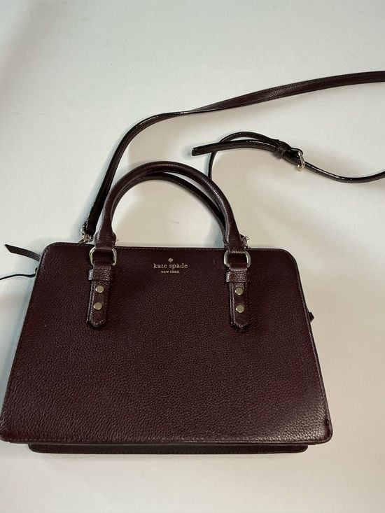 Kate Spade Mulberry Street Lise Satchel Burgundy Pebbled Leather Crossbody 2